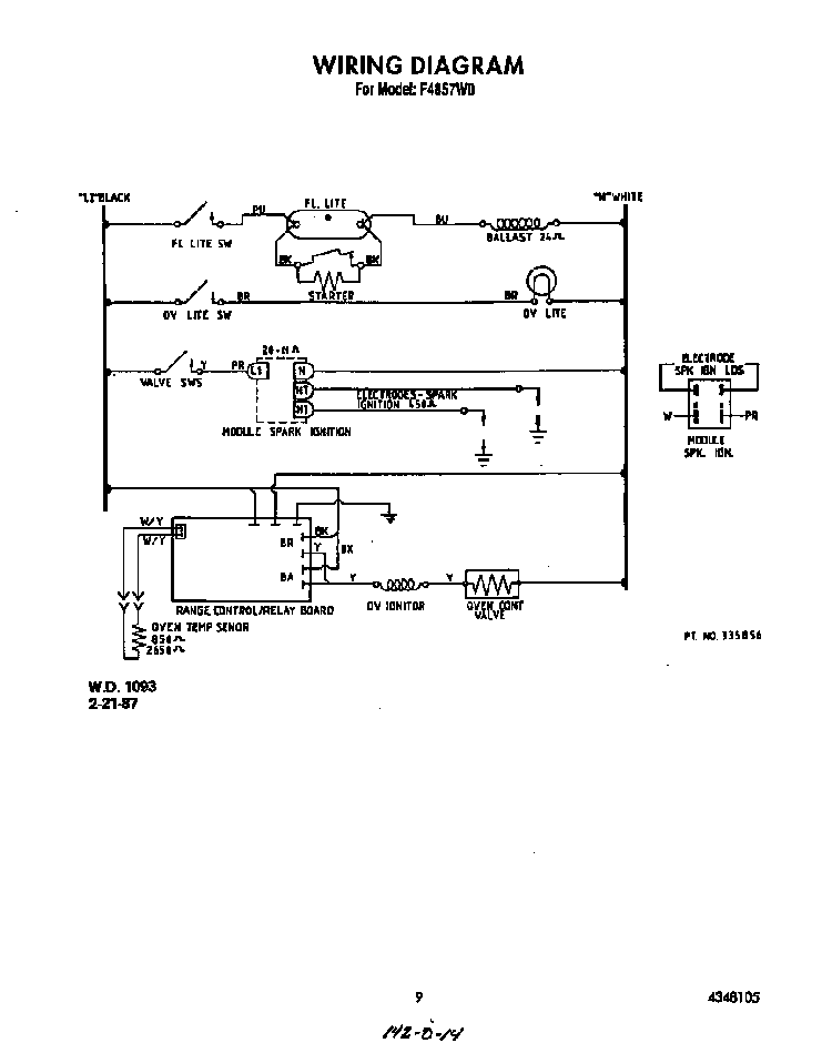 Wiring Diagram Diagram and Parts List for F4857*0  Roper Range