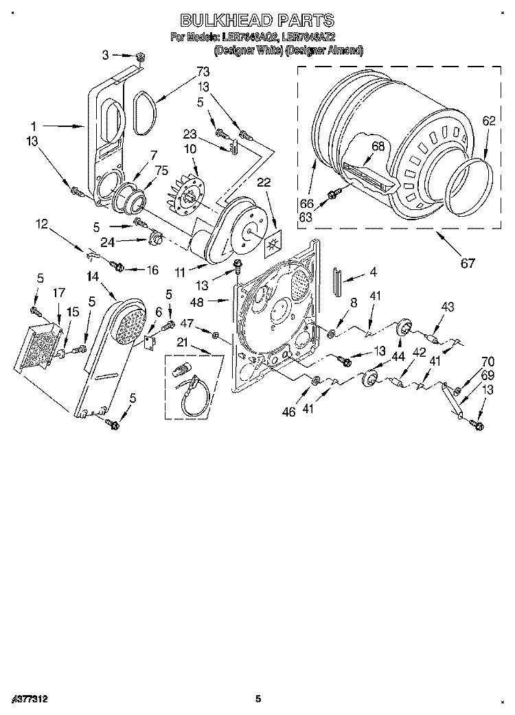 SECTION Diagram and Parts List for LER7646AQ2  Whirlpool Dryer