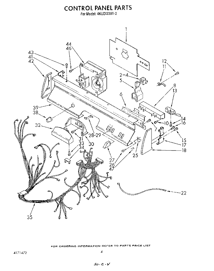 CONTROL PANEL , LITERATURE AND OPTIONAL Diagram and Parts List for 4KUDI220T2  KitchenAid Dishwasher