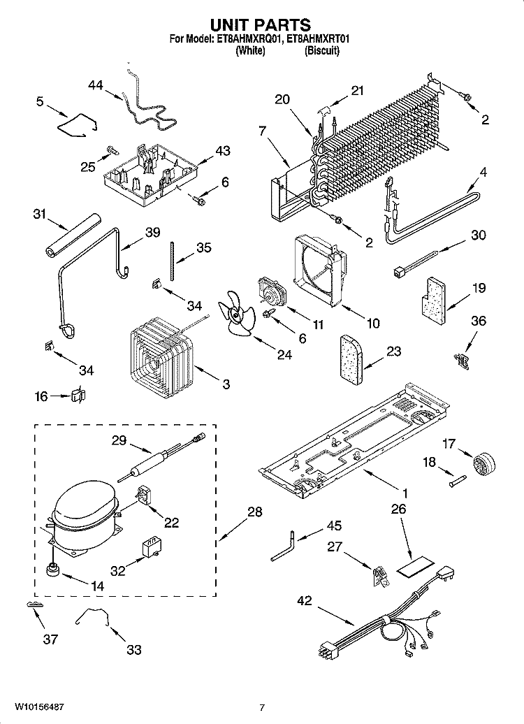 UNIT PARTS Diagram and Parts List for ET8AHMXRT01  Whirlpool Refrigerator