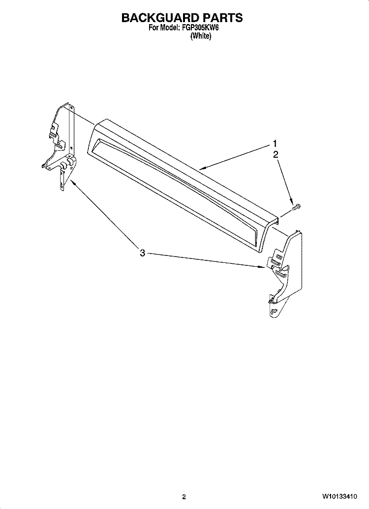 BACKGUARD PARTS Diagram and Parts List for FGP305KW6  Roper Range