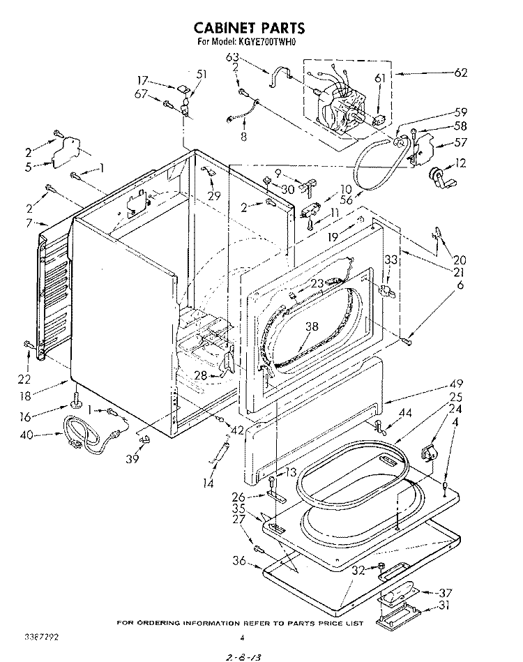 CABINET Diagram and Parts List for KGYE700THT0  KitchenAid Dryer