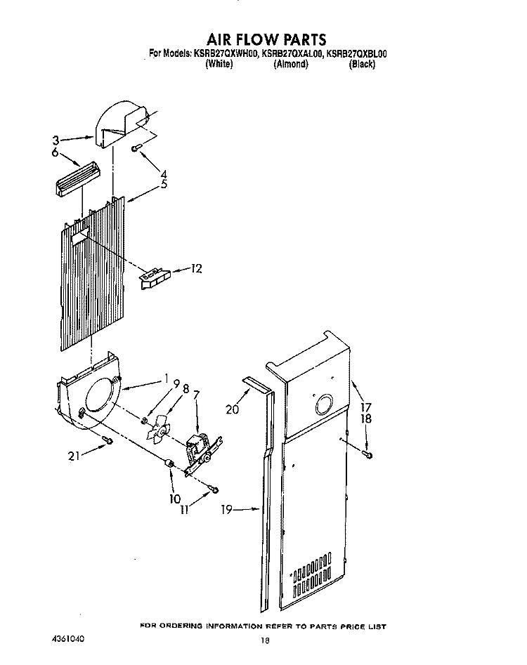 AIR FLOW Diagram and Parts List for KSRB27QXBL00  KitchenAid Refrigerator