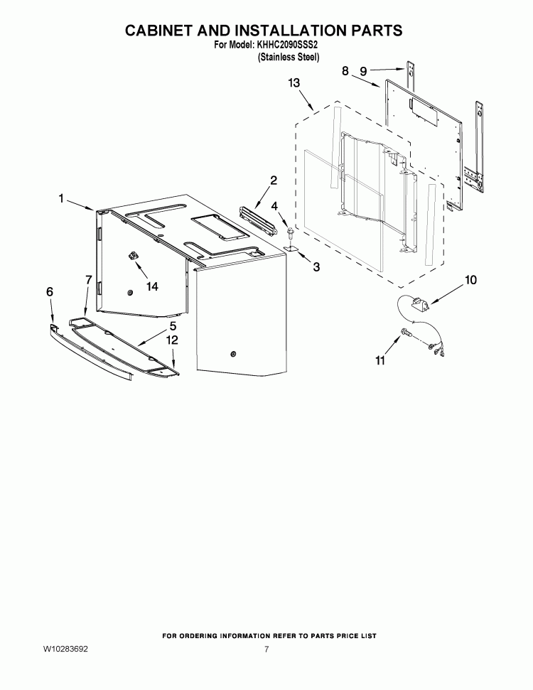 CABINET AND INSTALLATION PARTS Diagram and Parts List for KHHC2090SSS2  KitchenAid Microwave