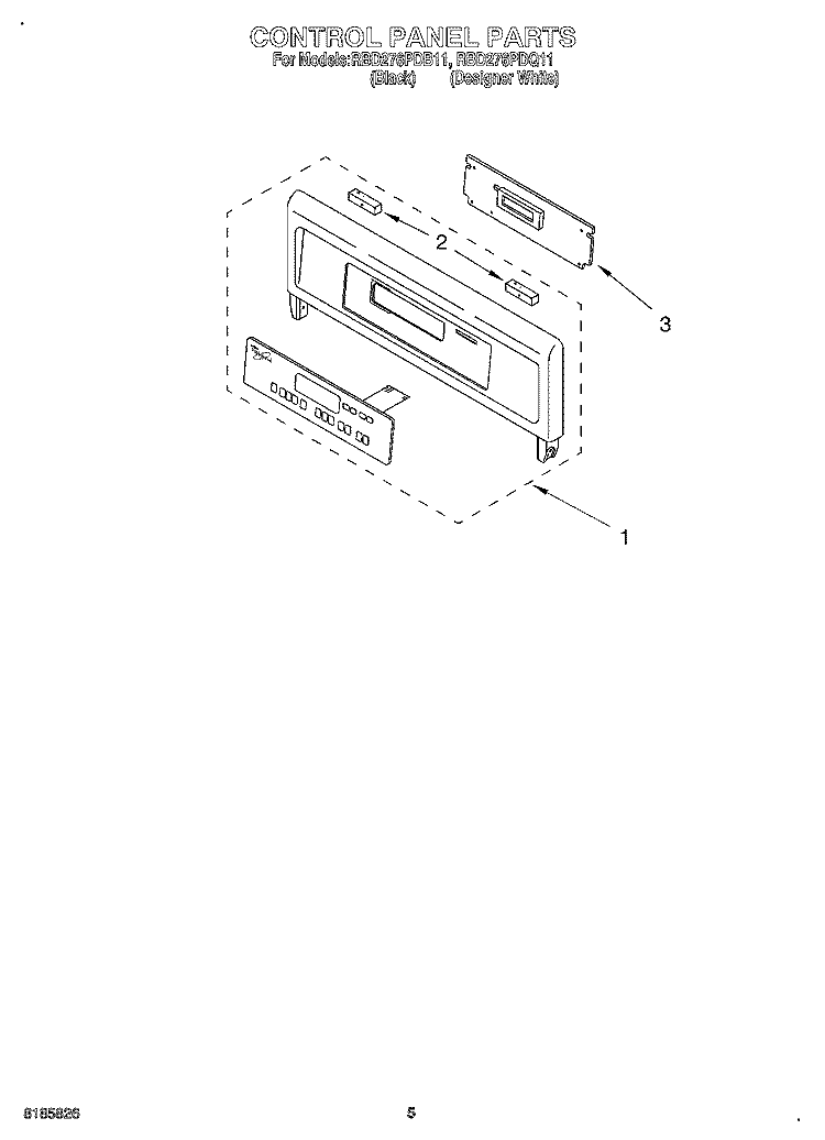 CONTROL PANEL Diagram and Parts List for RBD276PDQ11  Whirlpool Wall Oven