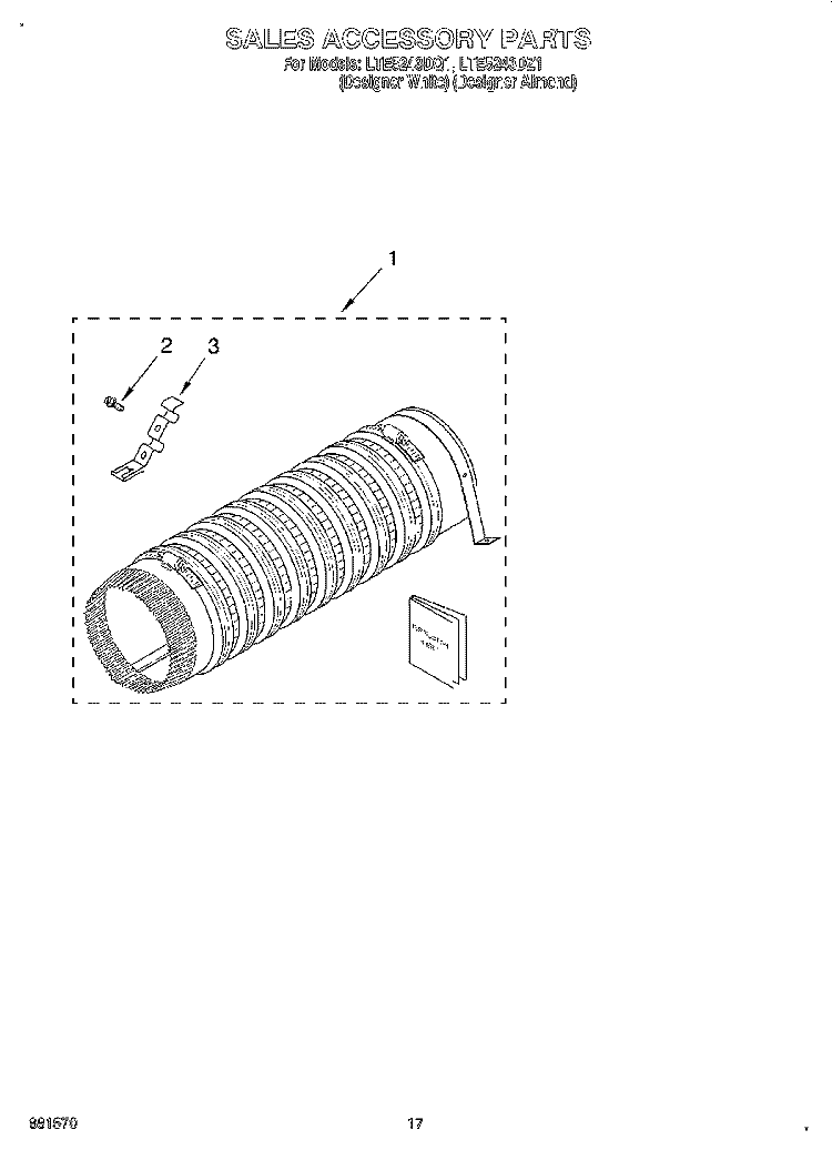 SALES ACCESSORY Diagram and Parts List for LTE5243DQ1  Whirlpool Washer Dryer Combo