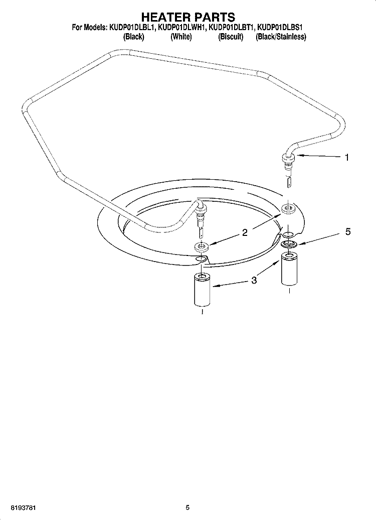 HEATER PARTS Diagram and Parts List for KUDP01DLBS1  KitchenAid Dishwasher