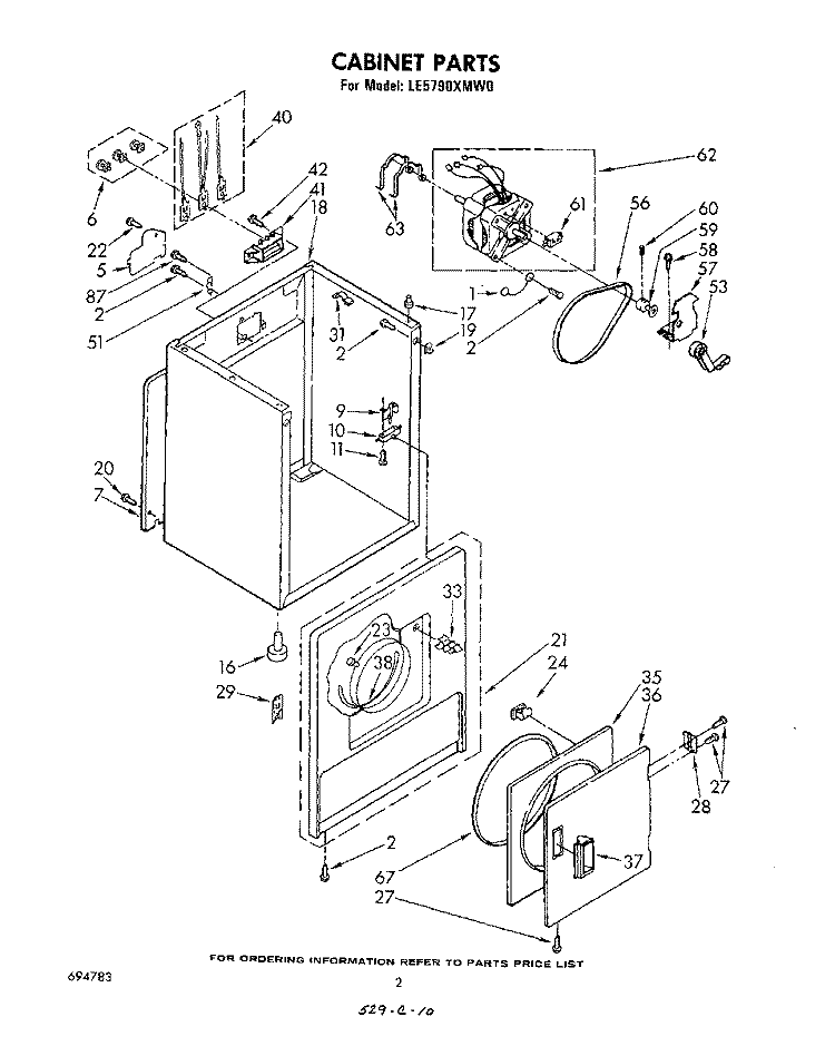 SECTION Diagram and Parts List for LE5790XMW0  Whirlpool Dryer