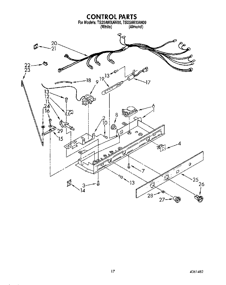 CONTROL Diagram and Parts List for TS25AWXAN00  Whirlpool Refrigerator