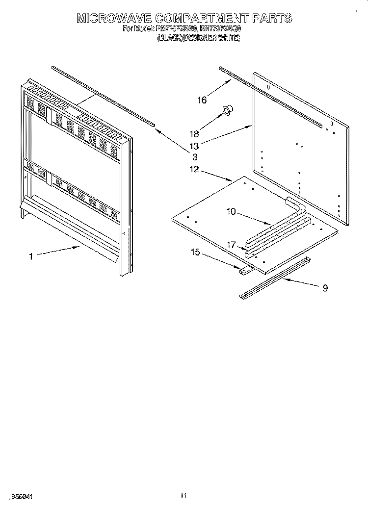 MICROWAVE COMPARTMENT Diagram and Parts List for RM770PXBB0  Whirlpool Wall Oven