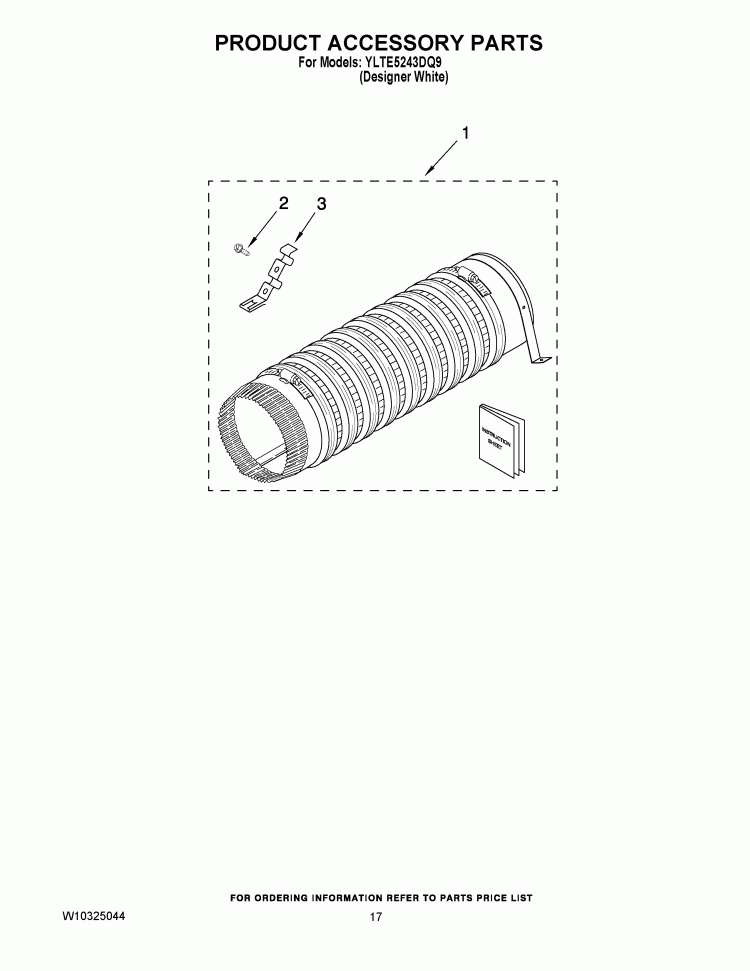 PRODUCT ACCESSORY PARTS Diagram and Parts List for YLTE5243DQ9  Whirlpool Washer Dryer Combo