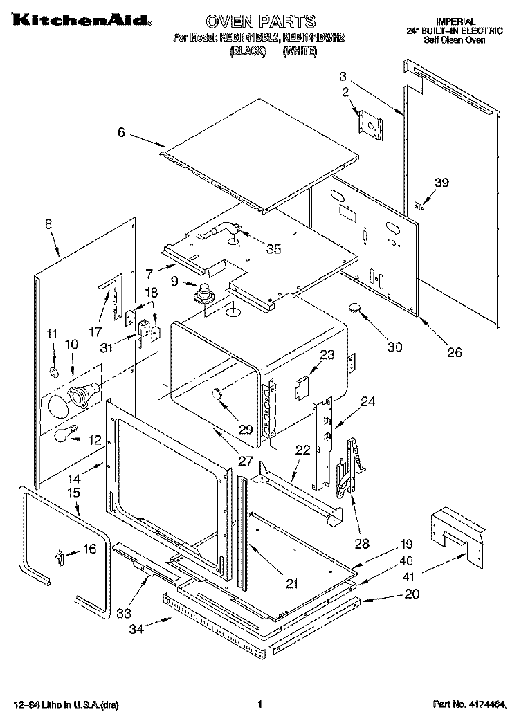 OVEN, OPTIONAL Diagram and Parts List for KEBI141BWH2  KitchenAid Wall Oven
