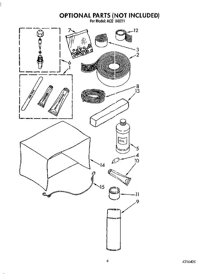 OPTIONAL Diagram and Parts List for ACE184XY1  Whirlpool Air Conditioner