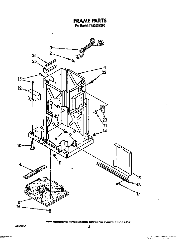 FRAME Diagram and Parts List for TF8700XXP0  Whirlpool Trash Compactor