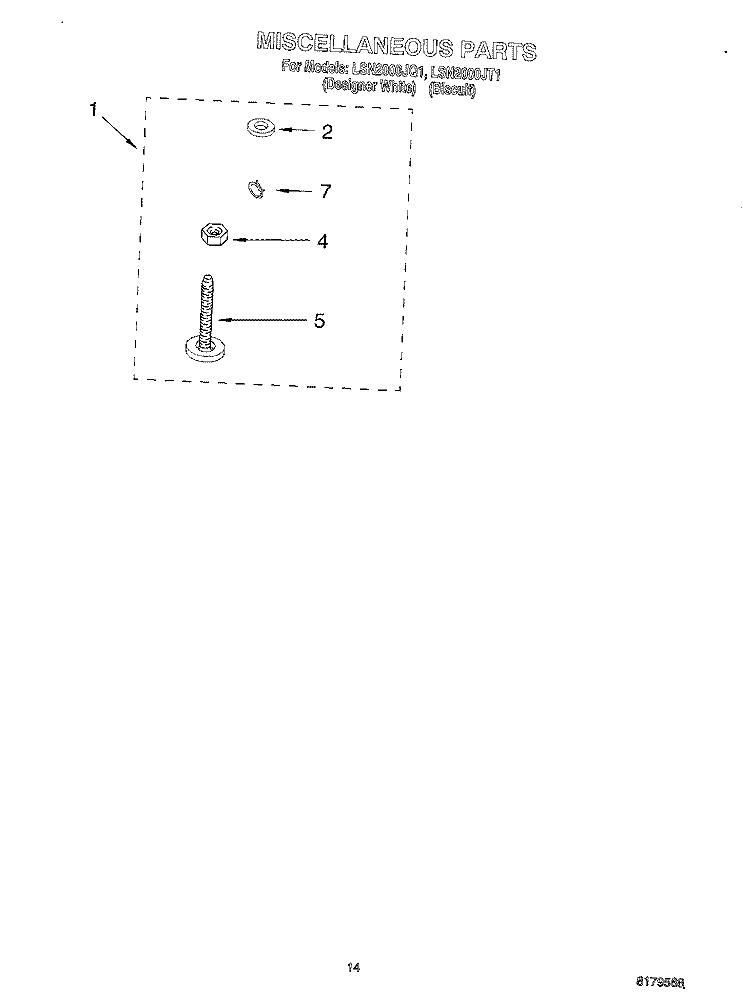 MISCELLANEOUS, OPTIONAL Diagram and Parts List for LSN2000JT1  Whirlpool Washer