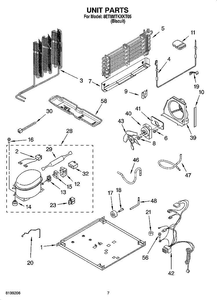 UNIT PARTS Diagram and Parts List for 8ET8MTKXKT05  Whirlpool Refrigerator