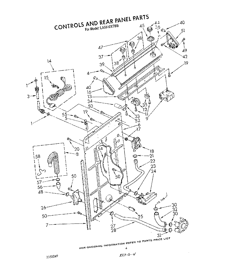 CONTROLS AND REAR PANEL Diagram and Parts List for LA5510XTF0  Whirlpool Washer