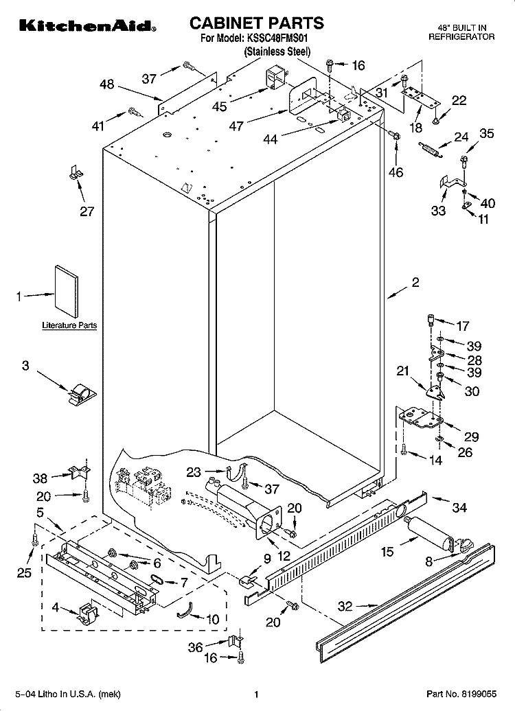 CABINET PARTS Diagram and Parts List for KSSC48FMS01  KitchenAid Refrigerator