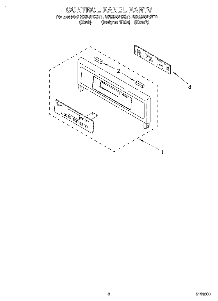 CONTROL PANEL Diagram and Parts List for RBD245PDT11  Whirlpool Wall Oven