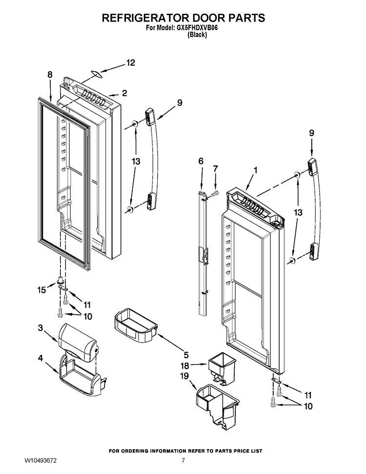 REFRIGERATOR DOOR PARTS Diagram and Parts List for GX5FHDXVB06  Whirlpool Refrigerator