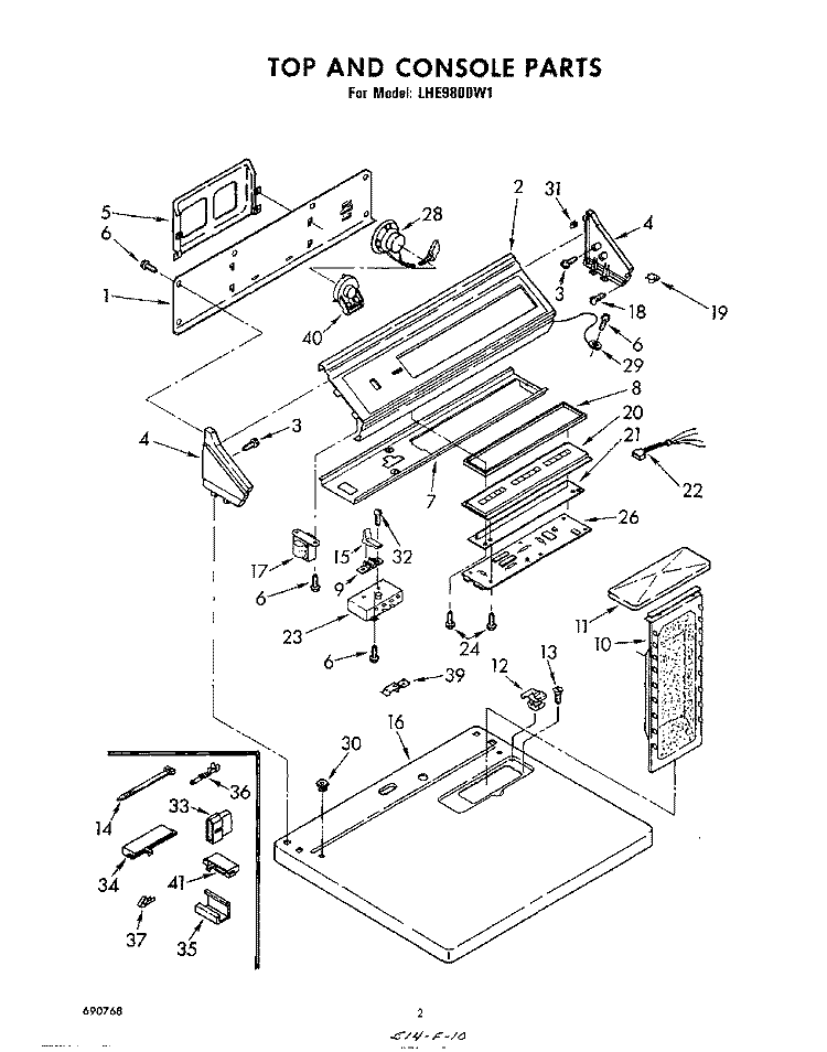 SECTION Diagram and Parts List for LHE9800W1  Whirlpool Dryer