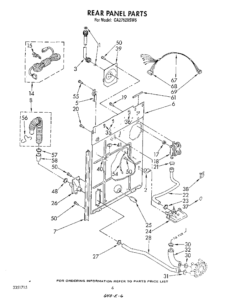 REAR PANEL Diagram and Parts List for CA2762XSW5  Whirlpool Washer