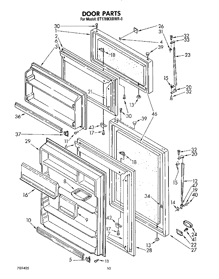 DOOR, LIT/OPTIONAL Diagram and Parts List for ET17HKXRMR0  Whirlpool Refrigerator