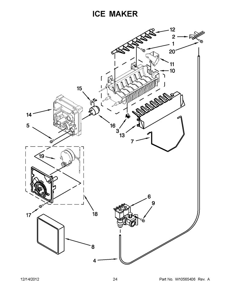 ICE MAKER Diagram and Parts List for ISF25D2XBM00  Whirlpool Refrigerator
