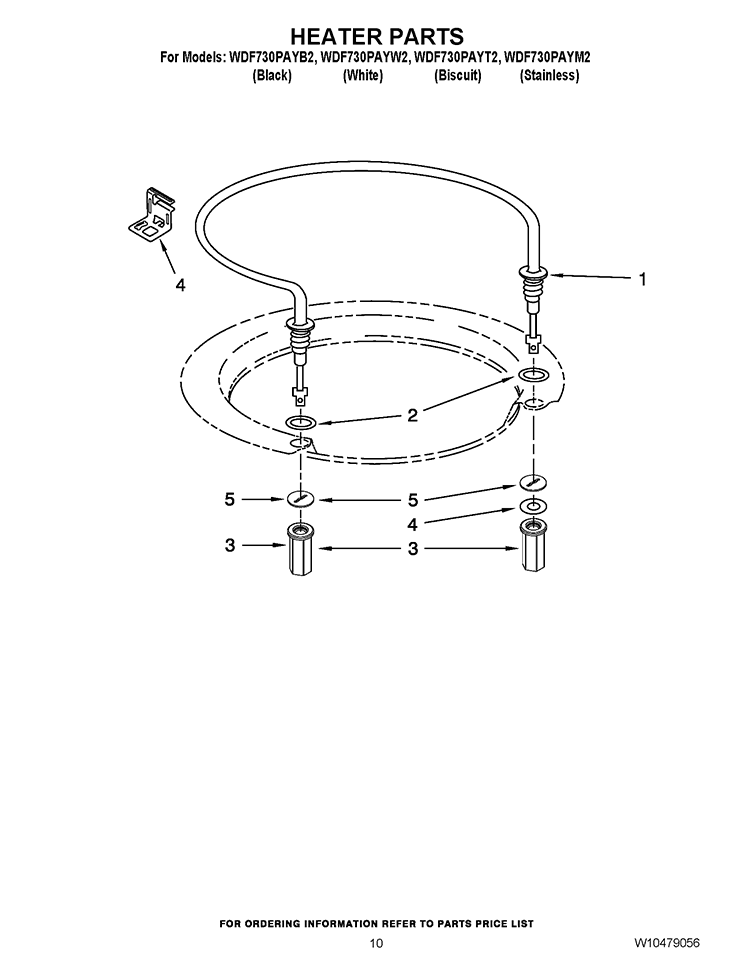 HEATER PARTS Diagram and Parts List for WDF730PAYM2  Whirlpool Dishwasher