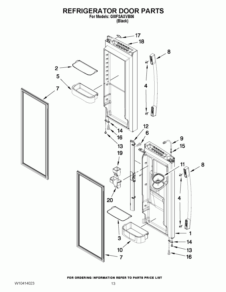 REFRIGERATOR DOOR PARTS Diagram and Parts List for GI0FSAXVB06  Whirlpool Refrigerator