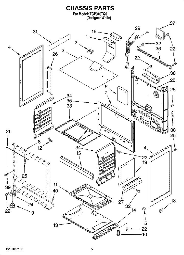 CHASSIS PARTS Diagram and Parts List for TGP310TQ0  Estate Range