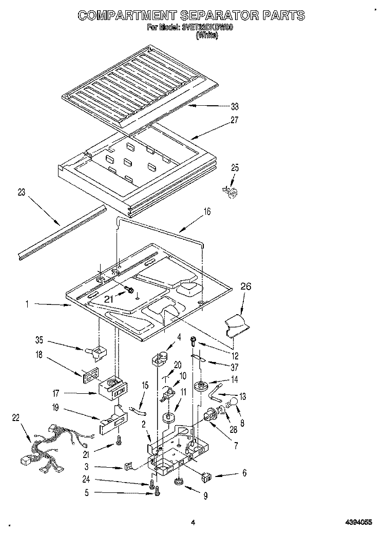 COMPARTMENT SEPARATOR Diagram and Parts List for 3VET23DKDW00  Whirlpool Refrigerator