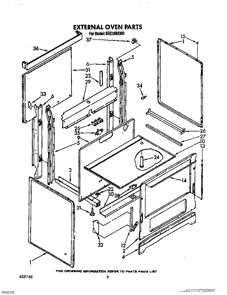 EXTERNAL OVEN, LITERATURE AND OPTIONAL Diagram and Parts List for SEC350XW0  Roper Range