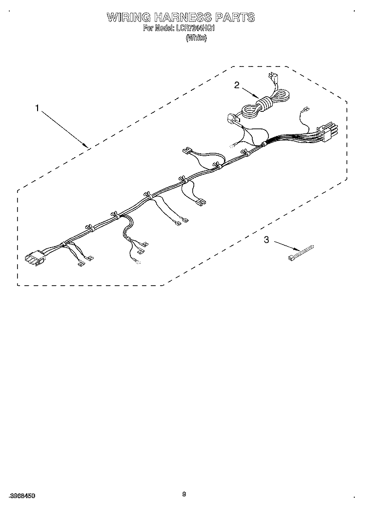 WIRING HARNESS Diagram and Parts List for LCR7244HQ1  Whirlpool Washer