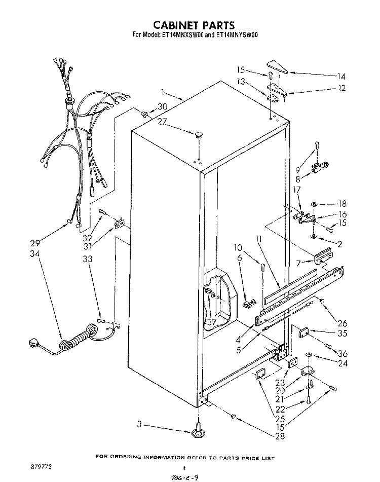 CABINET Diagram and Parts List for ET14MNXSW00  Whirlpool Refrigerator