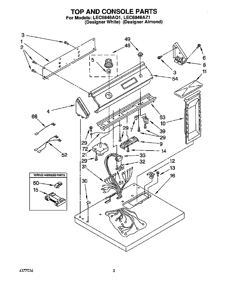 SECTION Diagram and Parts List for LEC6848AZ1  Whirlpool Dryer