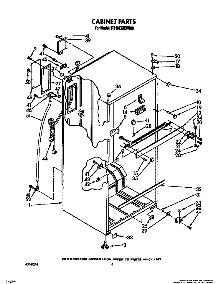 CABINET Diagram and Parts List for RT18EKRXW00  Roper Refrigerator