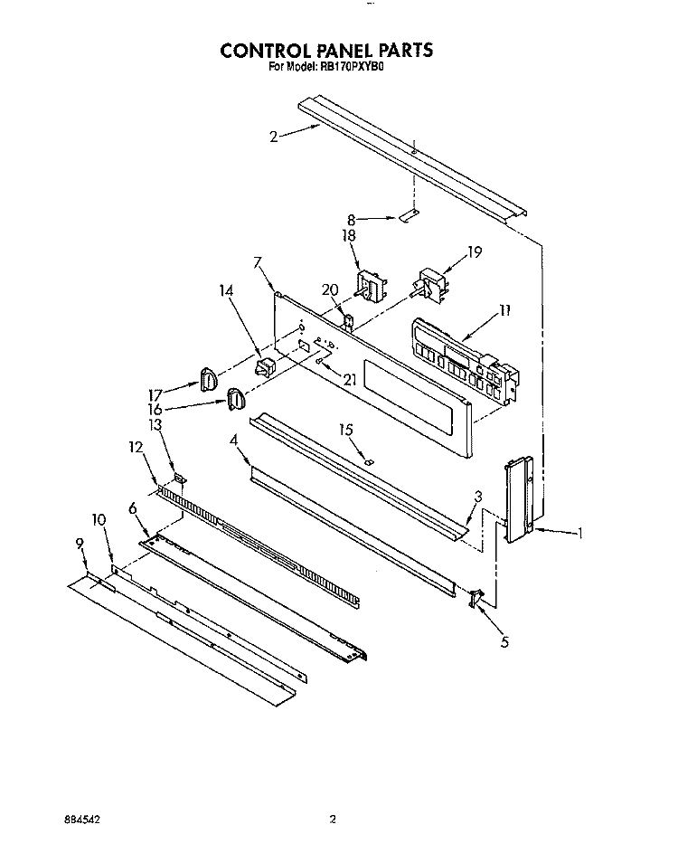 CONTROL PANEL, LIT/OPTIONAL Diagram and Parts List for RB170PXYQ0  Whirlpool Wall Oven