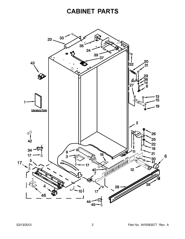 CABINET PARTS Diagram and Parts List for KSSC42QVS05  KitchenAid Refrigerator