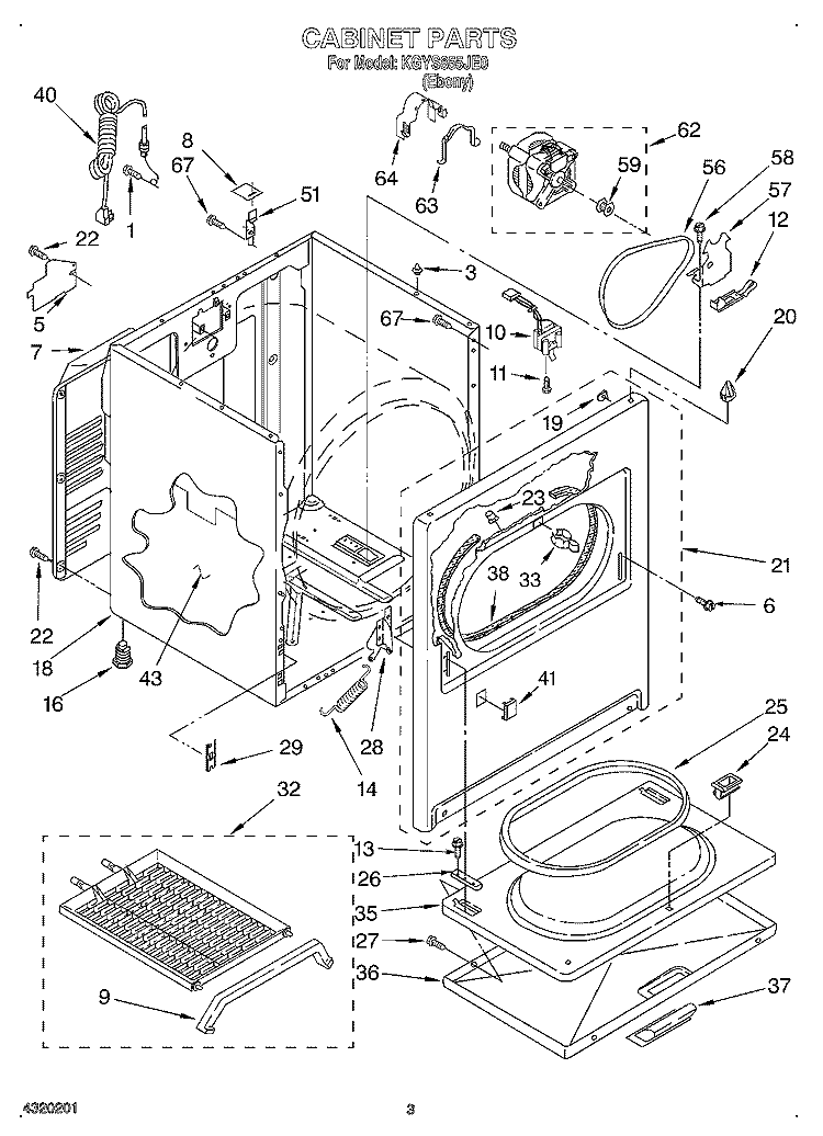 CABINET Diagram and Parts List for KGYS855JE0  KitchenAid Dryer