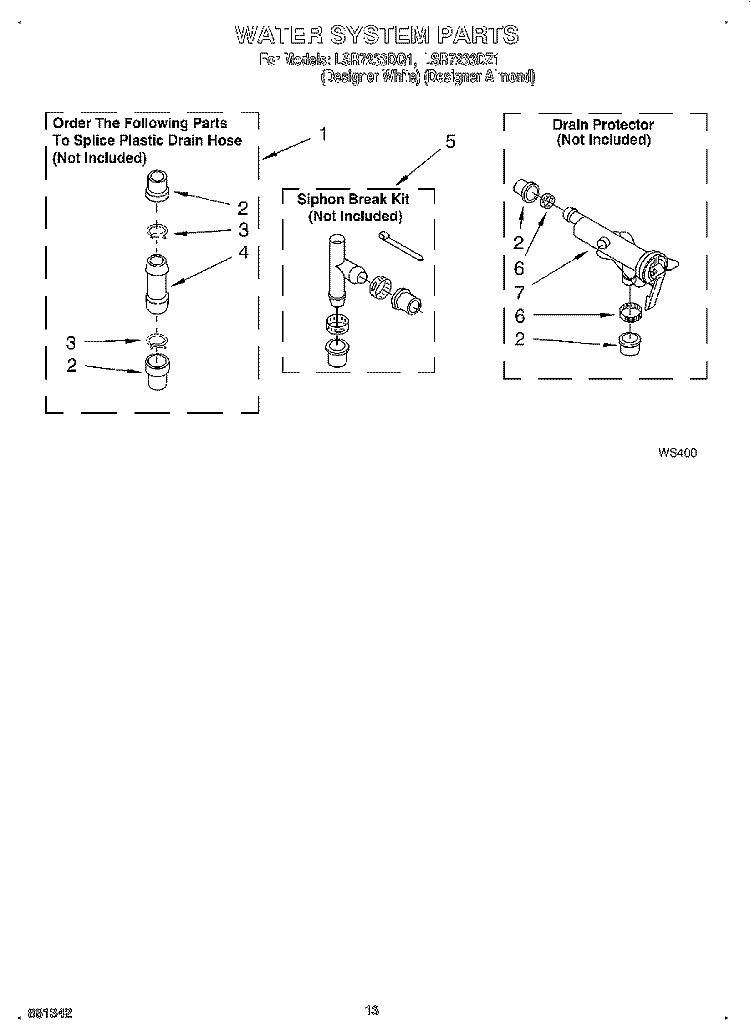 WATER SYSTEM Diagram and Parts List for LSR7233DZ1  Whirlpool Washer