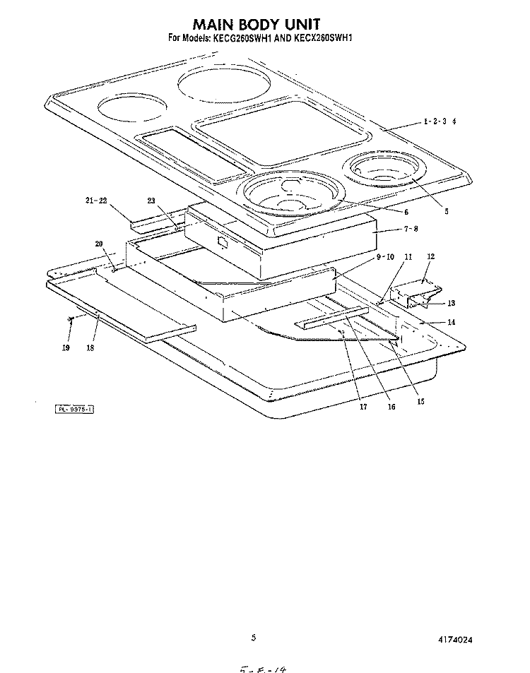 SECTION Diagram and Parts List for KECG260SWH1  KitchenAid Cooktop