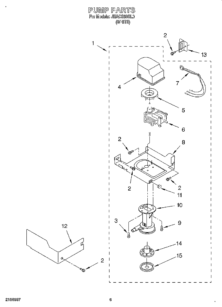 PUMP Diagram and Parts List for JEACS50SL0  Whirlpool Ice Maker