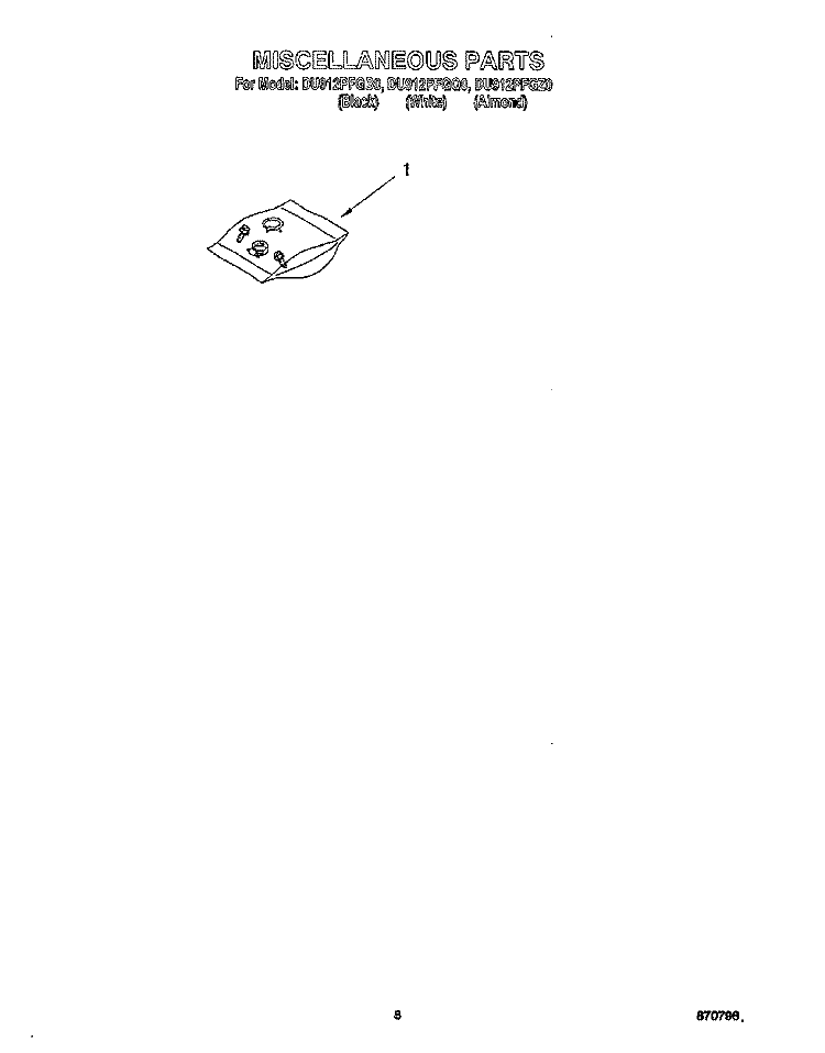 MISCELLANEOUS, OPTIONAL Diagram and Parts List for DU912PFGQ0  Whirlpool Dishwasher
