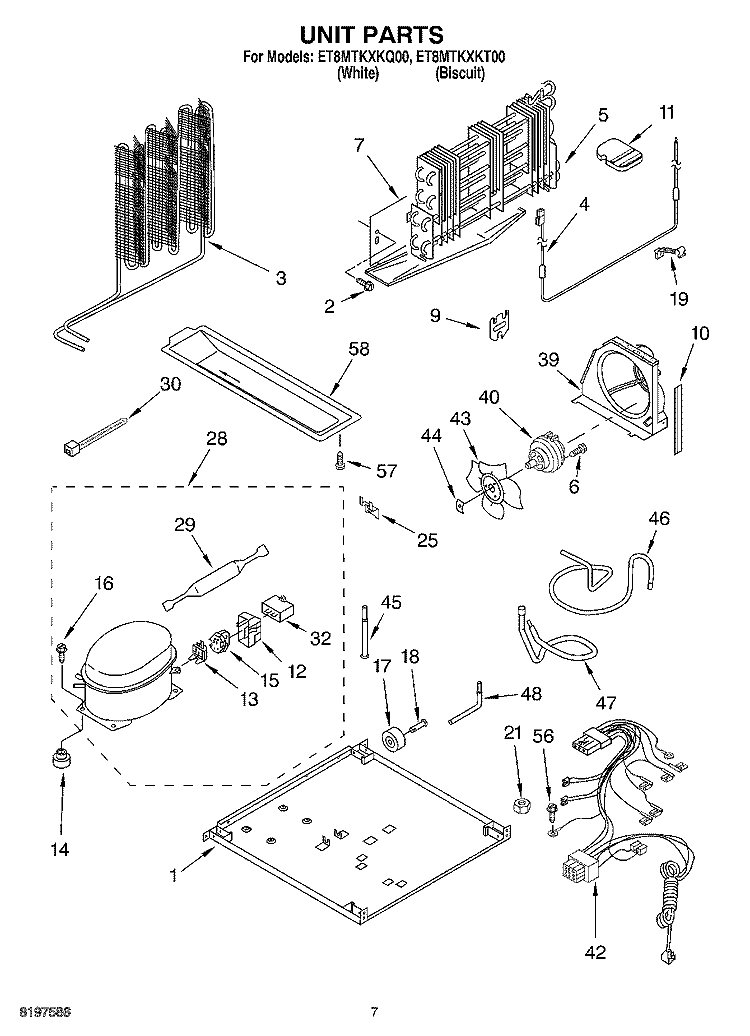 UNIT PARTS Diagram and Parts List for ET8MTKXKT00  Whirlpool Refrigerator