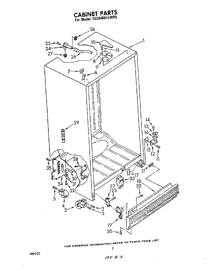 CABINET Diagram and Parts List for ED26MK1LWR0  Whirlpool Refrigerator