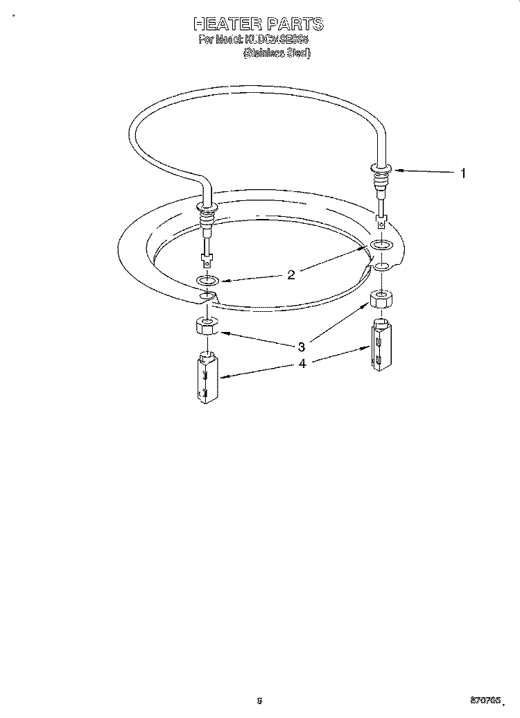 HEATER Diagram and Parts List for KUDC24SESS5  KitchenAid Dishwasher