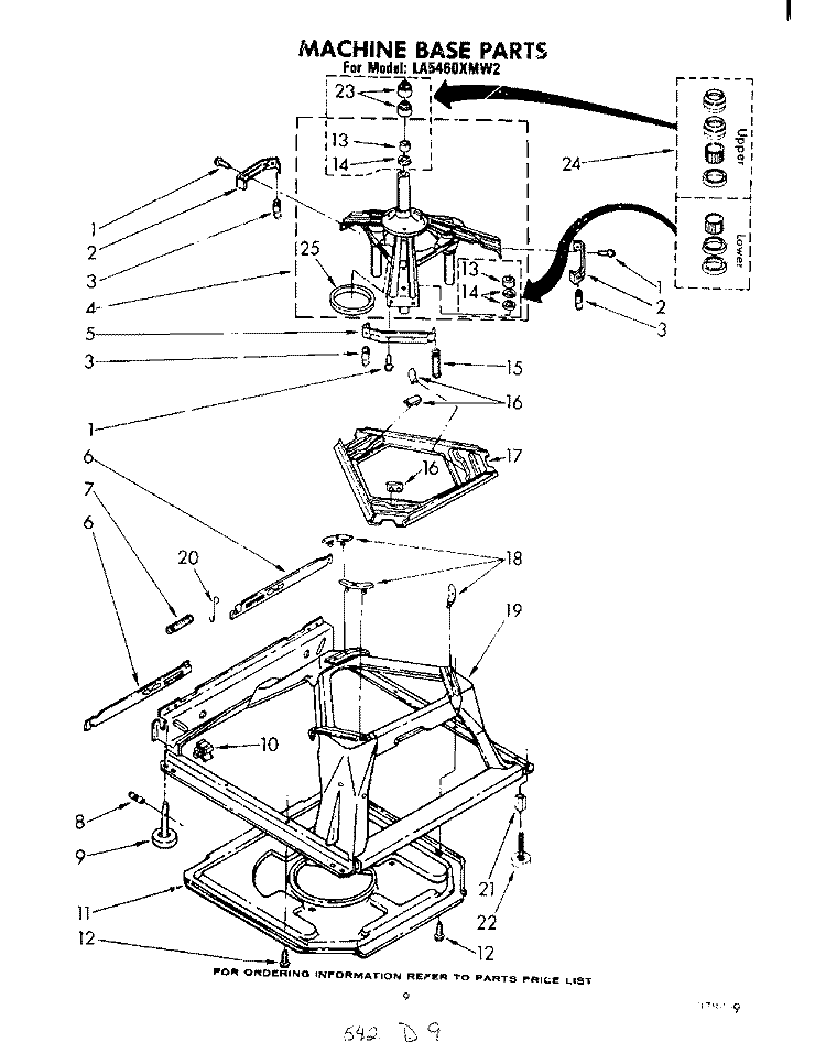 MACHINE BASE Diagram and Parts List for LA5460XMW2  Whirlpool Washer