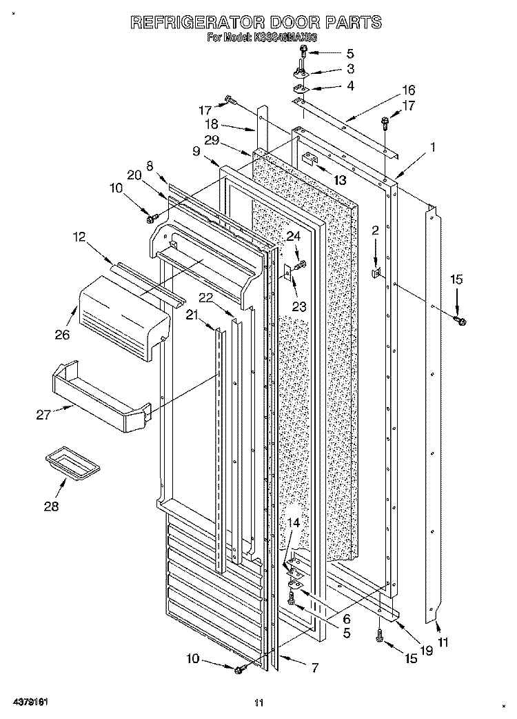 REFRIGERATOR DOOR Diagram and Parts List for KSSS48MAX03  KitchenAid Refrigerator