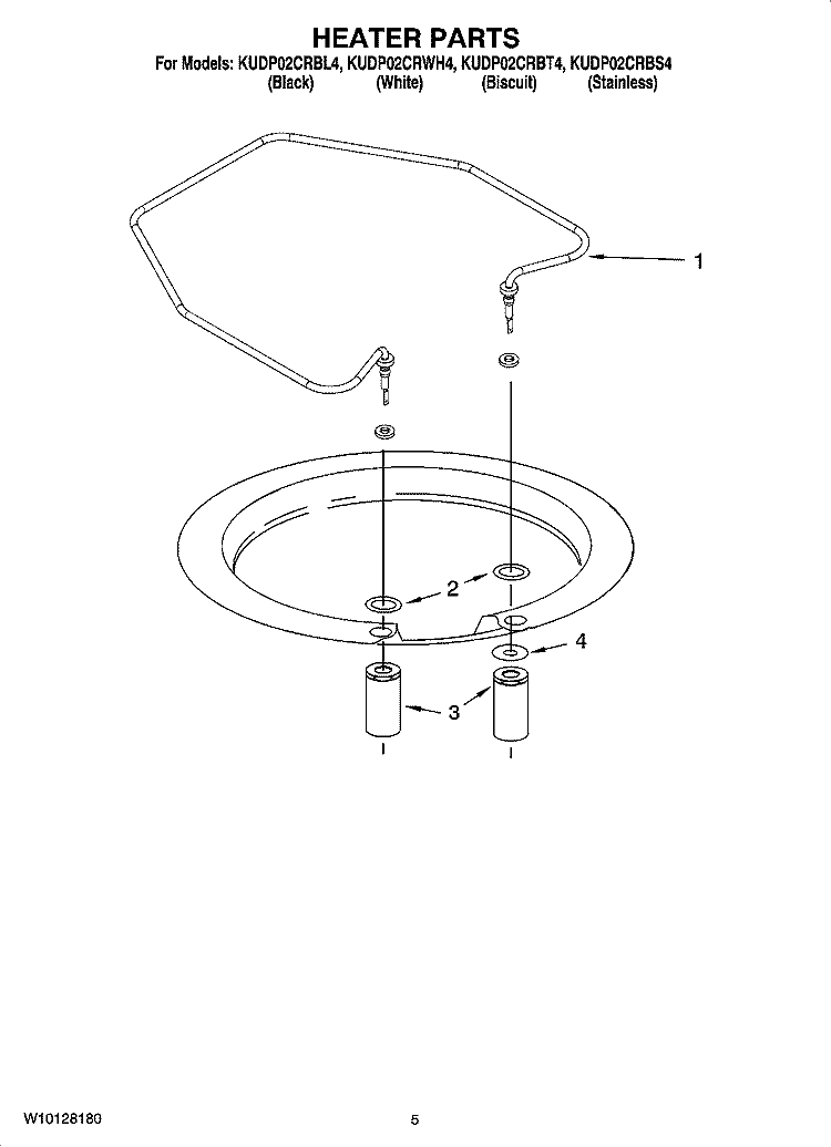 HEATER PARTS Diagram and Parts List for KUDP02CRBS4  KitchenAid Dishwasher
